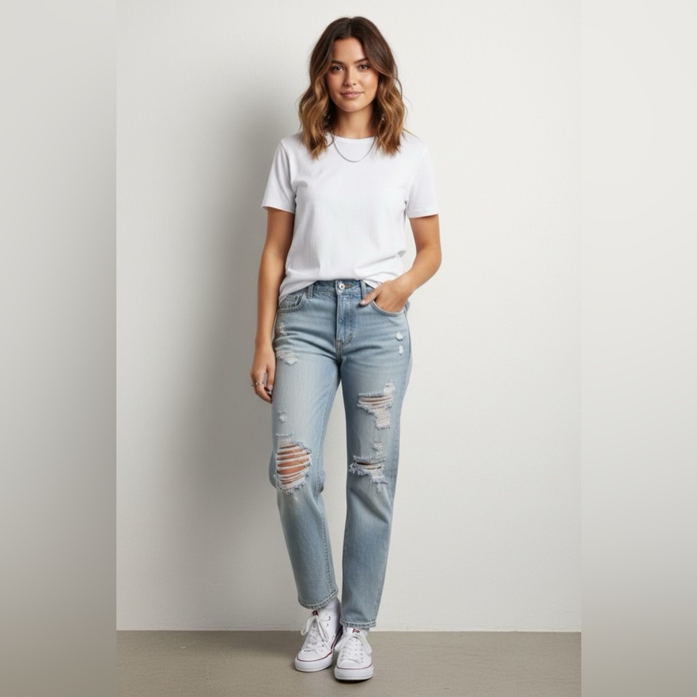American Eagle Boy Crop Distressed Jeans